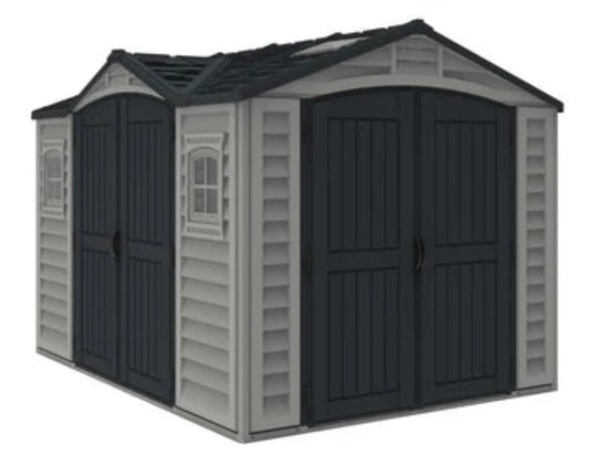 Duramax 10.5x8 Apex Pro Vinyl Shed w/ Foundation 40116