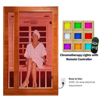 Dynamic Saunas Cordoba Elite 2 Person Ultra Low EMF FAR Infrared Sauna - DYN-6203-01 Elite