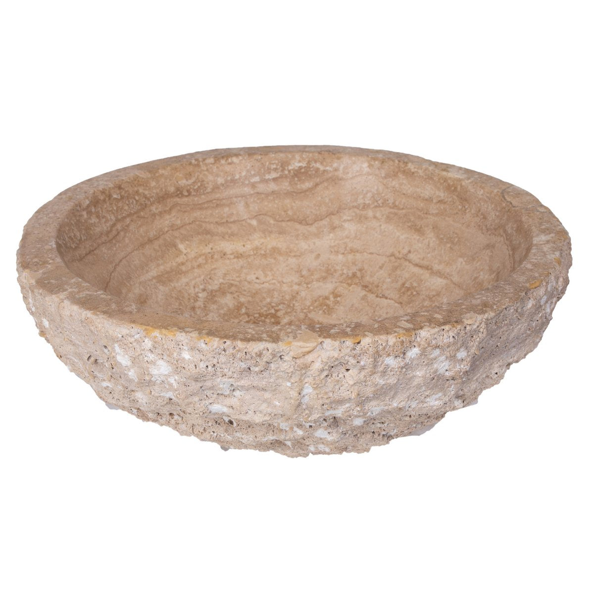 Eden Bath Beige Travertine Sink Rough Exterior -  Honed Interior - EB_S001BT-H