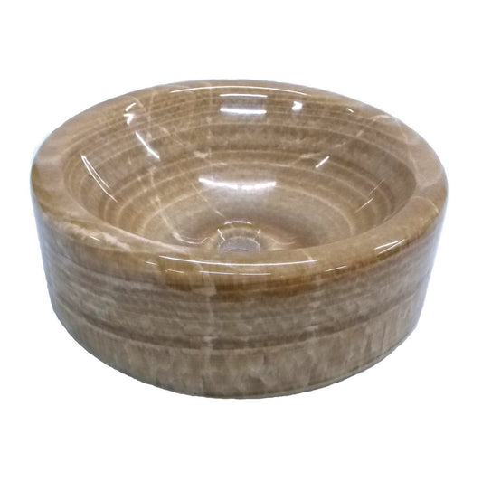 Eden Bath Barrel Vessel Sink - Brown Onyx Polished - EB_S036BO-P