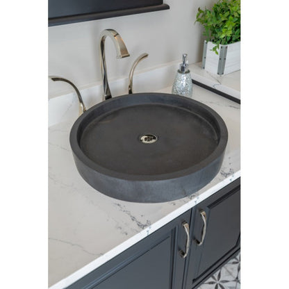 Eden Bath Low Round Vessel Sink - Lava Stone - EB_S045LS-H