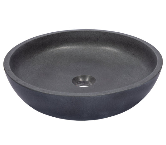 Eden Bath Shallow Round Vessel Sink in Lava Stone - EB_S056LS-H