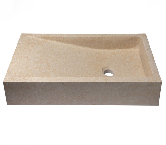 Eden Bath Rectangular Slopes Vessel Sink in Honed Galala Beige Marble - EB_S194GB-H