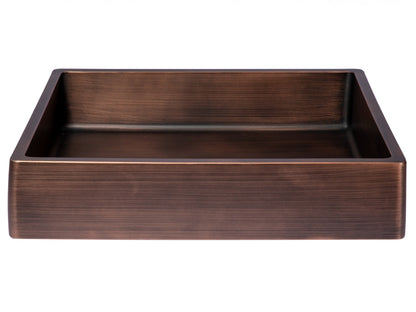 Eden Bath Rectangular 18 3/4" x 15 3/4" Thick Rim Stainless Steel Bathroom Vessel Sink with Drain in Bronze - EB_SS004BZ
