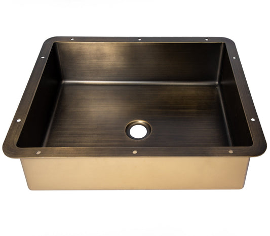 Rectangular 20' x 16" Undermount Stainless Steel Bathroom Sink and Drain in Antique Gold - EB_SS051AT