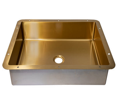 Eden Bath Rectangular 20" x 16" Stainless Steel Undermount Bathroom Sink with Drain in Gold - EB_SS051GD