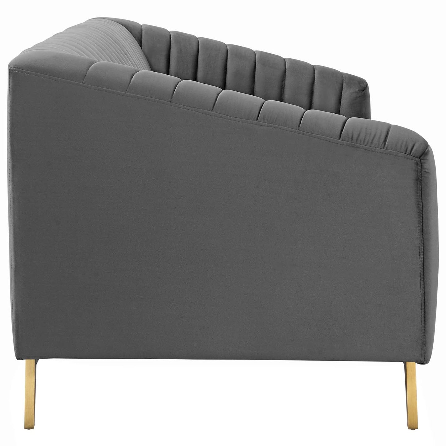 Modway Furniture Valiant Vertical Channel Tufted Sofa - Luxurious Performance Velvet with Gold Legs for Maximum Comfort