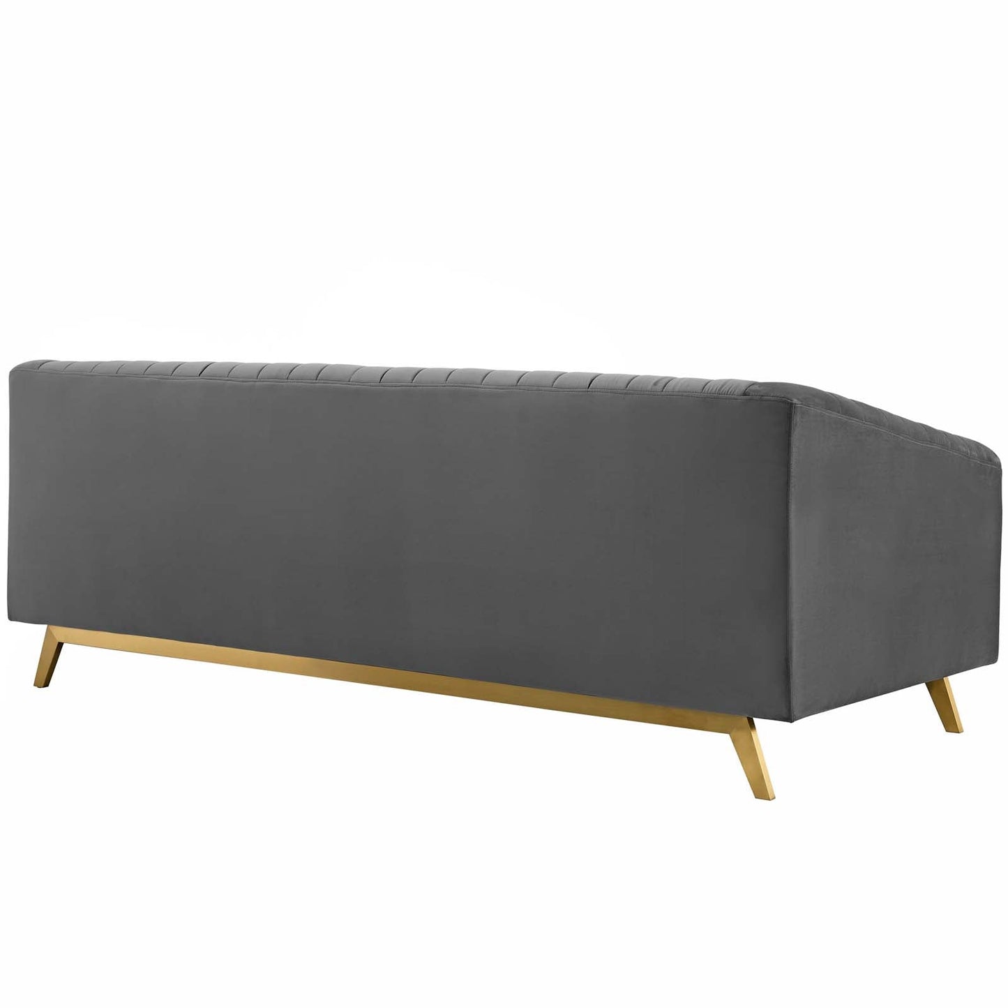 Modway Furniture Valiant Vertical Channel Tufted Sofa - Luxurious Performance Velvet with Gold Legs for Maximum Comfort