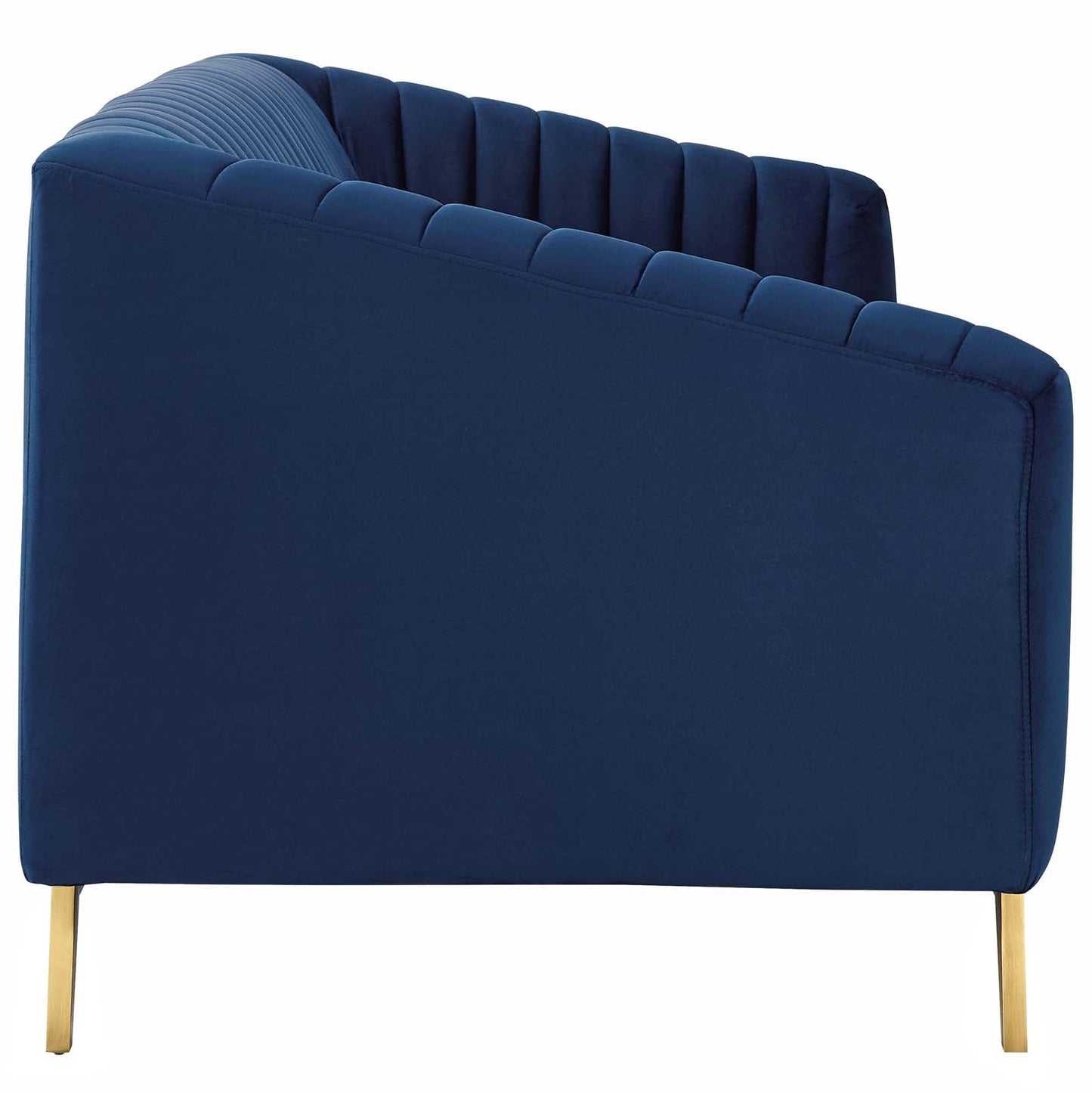 Modway Furniture Valiant Vertical Channel Tufted Sofa - Luxurious Performance Velvet with Gold Legs for Maximum Comfort