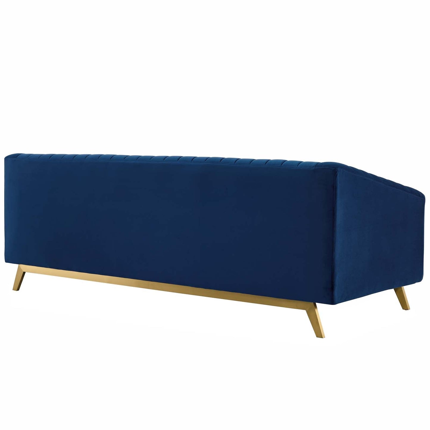 Modway Furniture Valiant Vertical Channel Tufted Sofa - Luxurious Performance Velvet with Gold Legs for Maximum Comfort