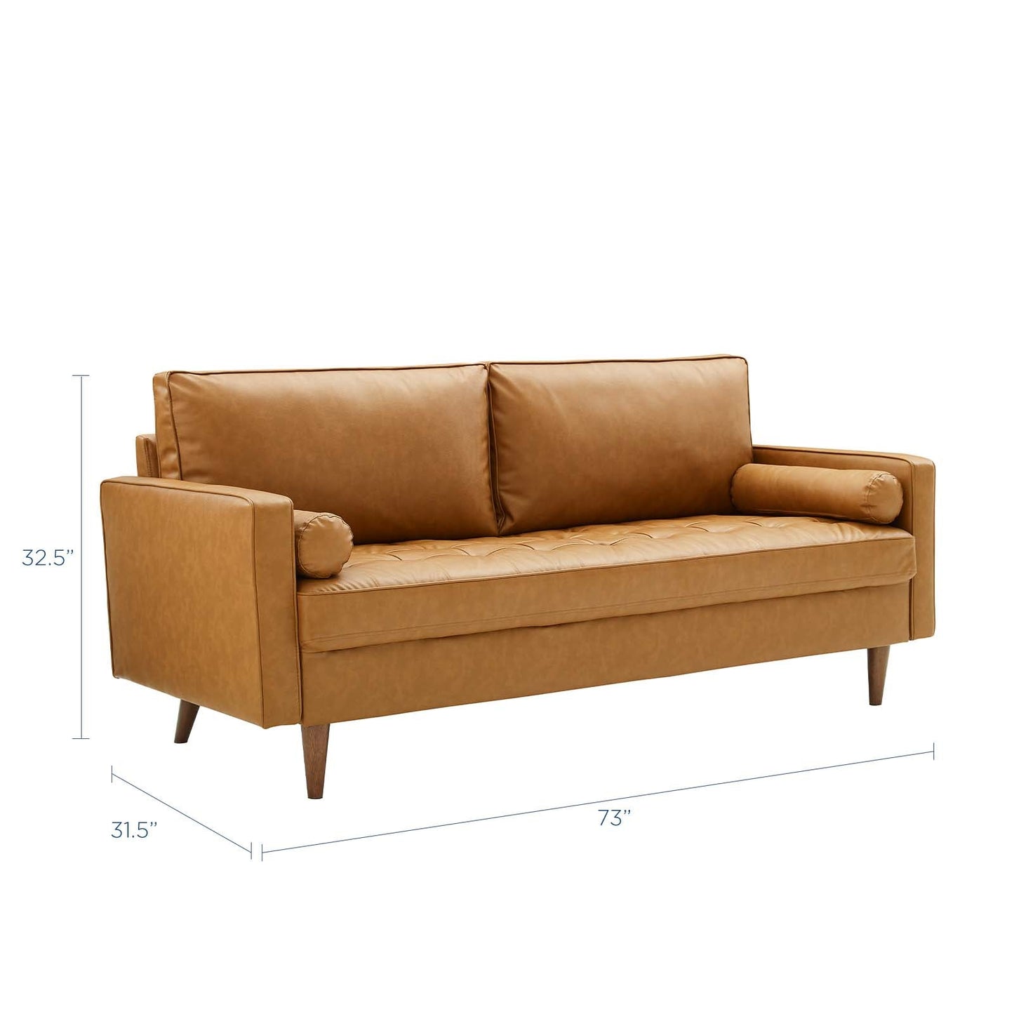 Modway Furniture Valour Mid-Century Sofa - Stylish Faux Leather, Dense Foam Padding & Easy Ship Box for Homes