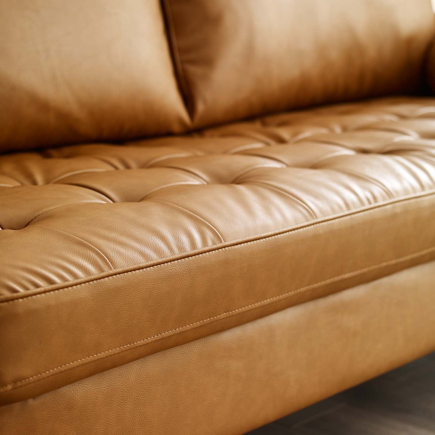 Modway Furniture Valour Mid-Century Sofa - Stylish Faux Leather, Dense Foam Padding & Easy Ship Box for Homes