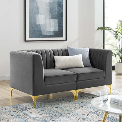 Modway Furniture Triumph Channel Tufted Performance Velvet Loveseat - Retro Modern Glam, Stain-Resistant, Luxurious Comfort