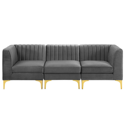 Modway Furniture Triumph Channel Tufted Performance Velvet Sofa - Luxe Glam Deco Design for Modern Living Spaces