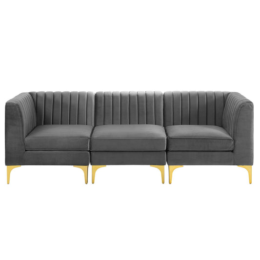 Modway Furniture Triumph Channel Tufted Performance Velvet Sofa - Luxe Glam Deco Design for Modern Living Spaces