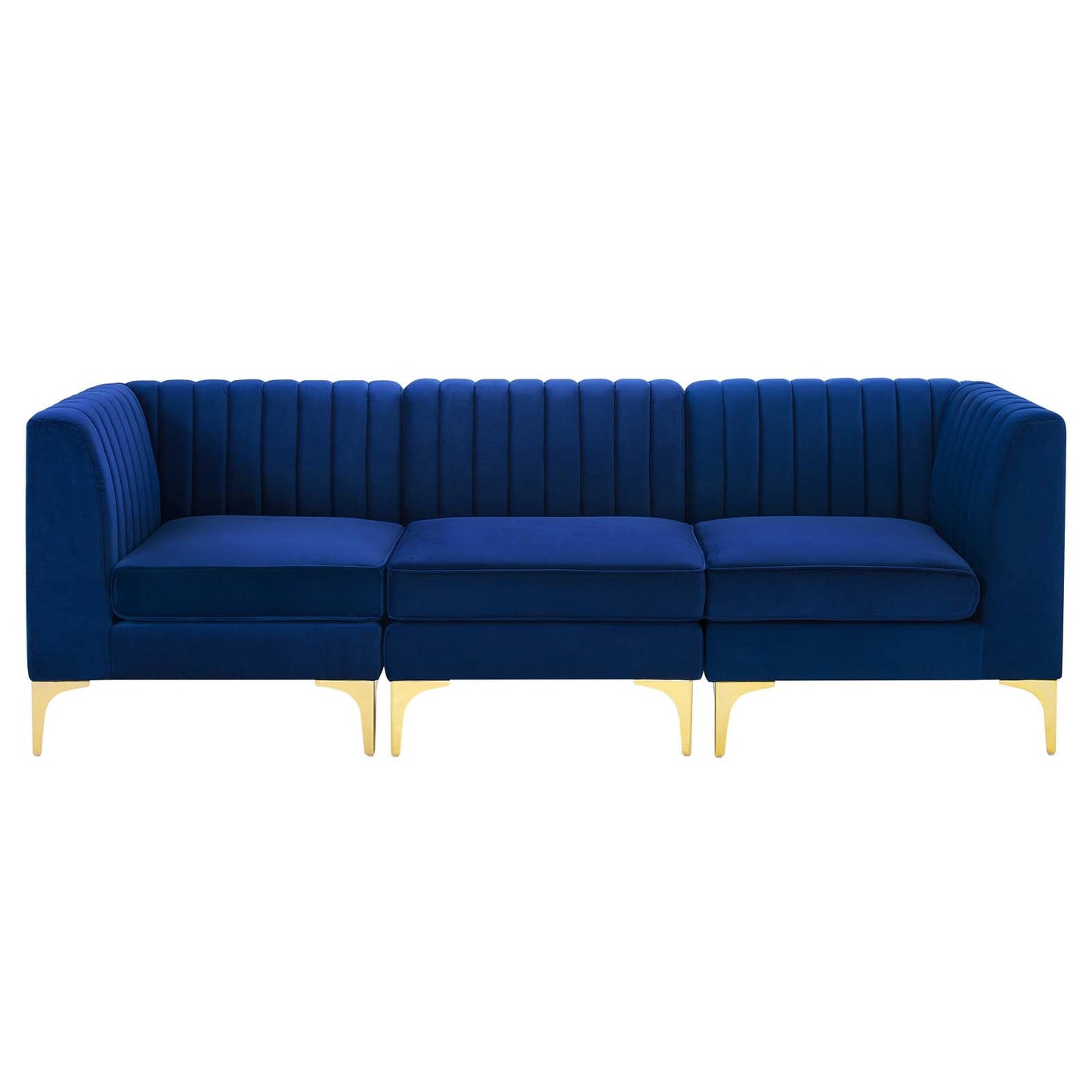 Modway Furniture Triumph Channel Tufted Performance Velvet Sofa - Luxe Glam Deco Design for Modern Living Spaces
