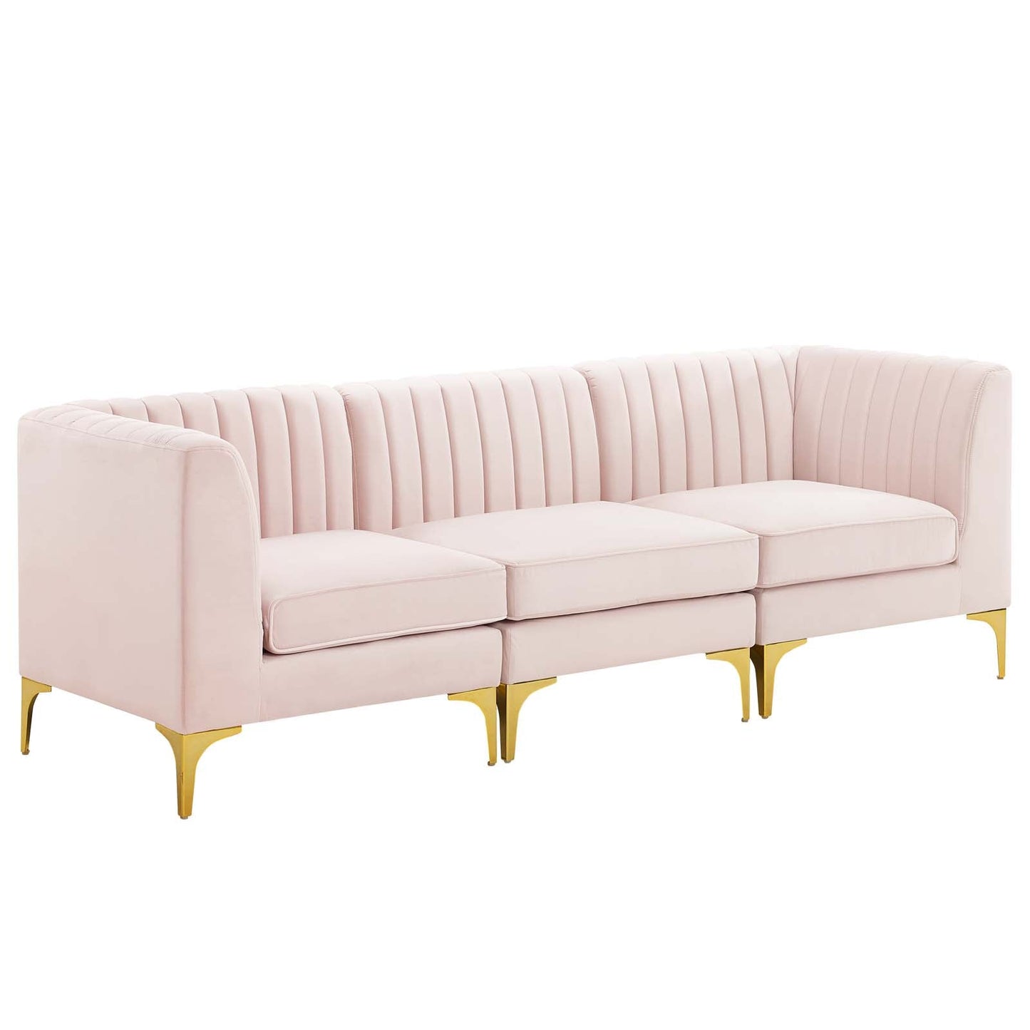 Modway Furniture Triumph Channel Tufted Performance Velvet Sofa - Luxe Glam Deco Design for Modern Living Spaces