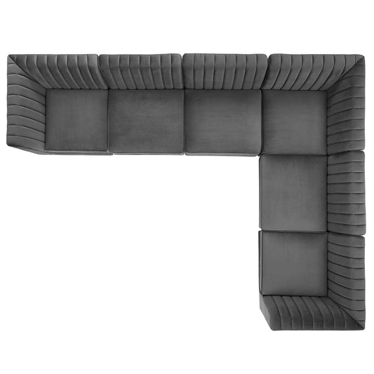Modway Furniture Triumph Channel Tufted Performance Velvet Sectional Sofa - Luxurious Design & Comfort for Any Space