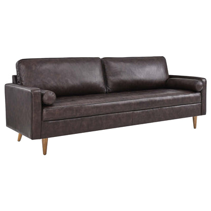 Modway Furniture Valour 88" Leather Sofa - Mid-Century Modern Design with Comfortable Tufted Style and Easy Assembly
