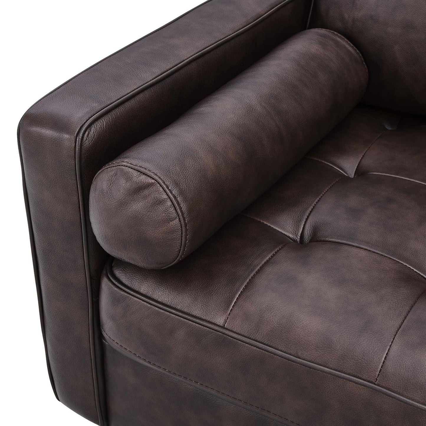Modway Furniture Valour 88" Leather Sofa - Mid-Century Modern Design with Comfortable Tufted Style and Easy Assembly