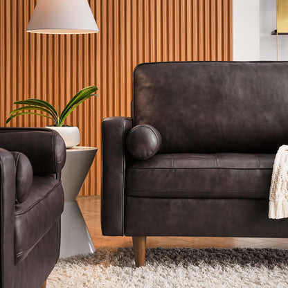 Modway Furniture Valour 88" Leather Sofa - Mid-Century Modern Design with Comfortable Tufted Style and Easy Assembly