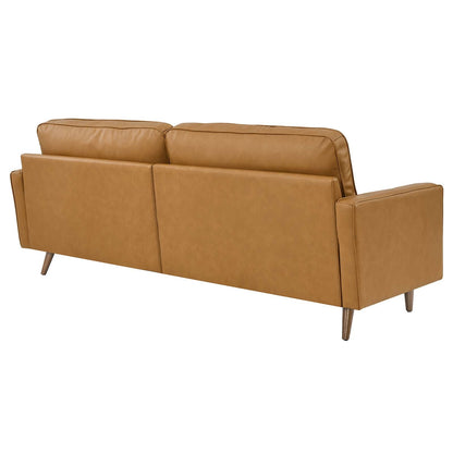 Modway Furniture Valour 88" Leather Sofa - Mid-Century Modern Design with Comfortable Tufted Style and Easy Assembly