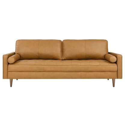 Modway Furniture Valour 88" Leather Sofa - Mid-Century Modern Design with Comfortable Tufted Style and Easy Assembly
