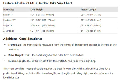 Eastern Alpaka 29 MTB Hardtail Bike - Red