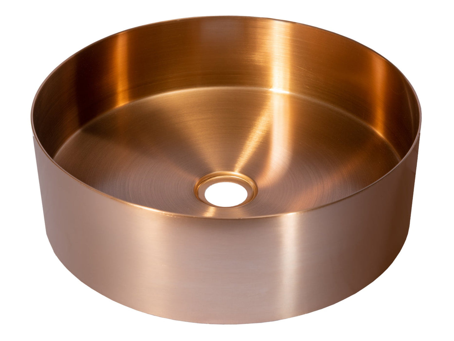 Eden Bath 15" Round Stainless Steel Bathroom Vessel Sink with Drain in Rose Gold - EB_SS001RG