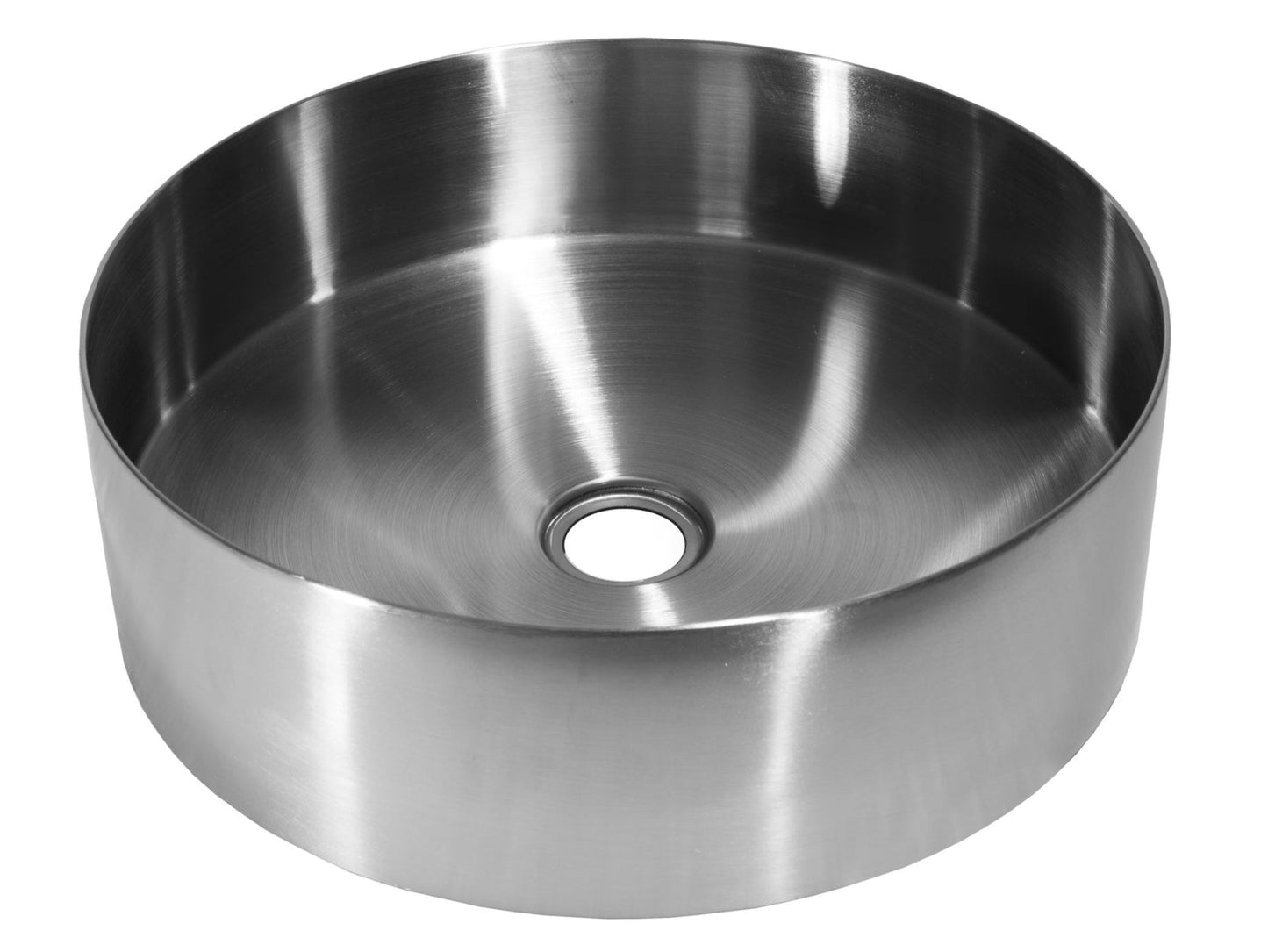 Eden Bath15" Round Stainless Steel Bathroom Vessel Sink with Drain in Silver - EB_SS001SV