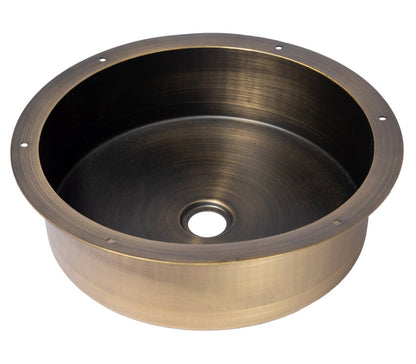 Eden Bath 15" Round Stainless Steel Undermount Bathroom Sink with Drain in Antique Gold - EB_SS050AT