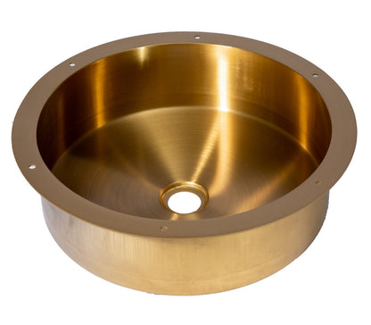Eden Bath 15" Round Stainless Steel Undermount Bathroom Sink with Drain in Gold - EB_SS050GD