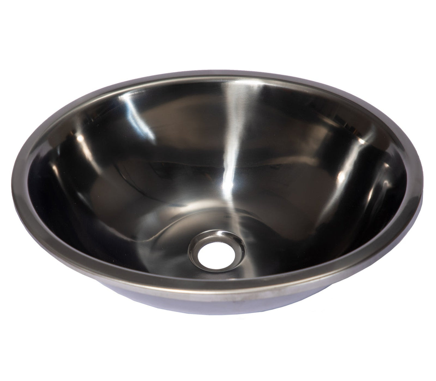 Oval 17 1/2" x 14" Top Mount Stainless Steel Bathroom Sink with Drain in Black - EB_SS052BK