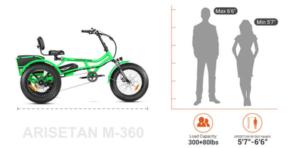 Addmotor 750W 48V Arisetan II M-360 Trike Electric Bike - EB-ADD-AT2-GRN