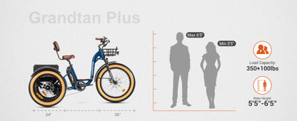 Addmotor 750W 48V Grandtan Plus II Trike Extra Fat Tire Electric Bike - EB-ADD-GTP2-NBL