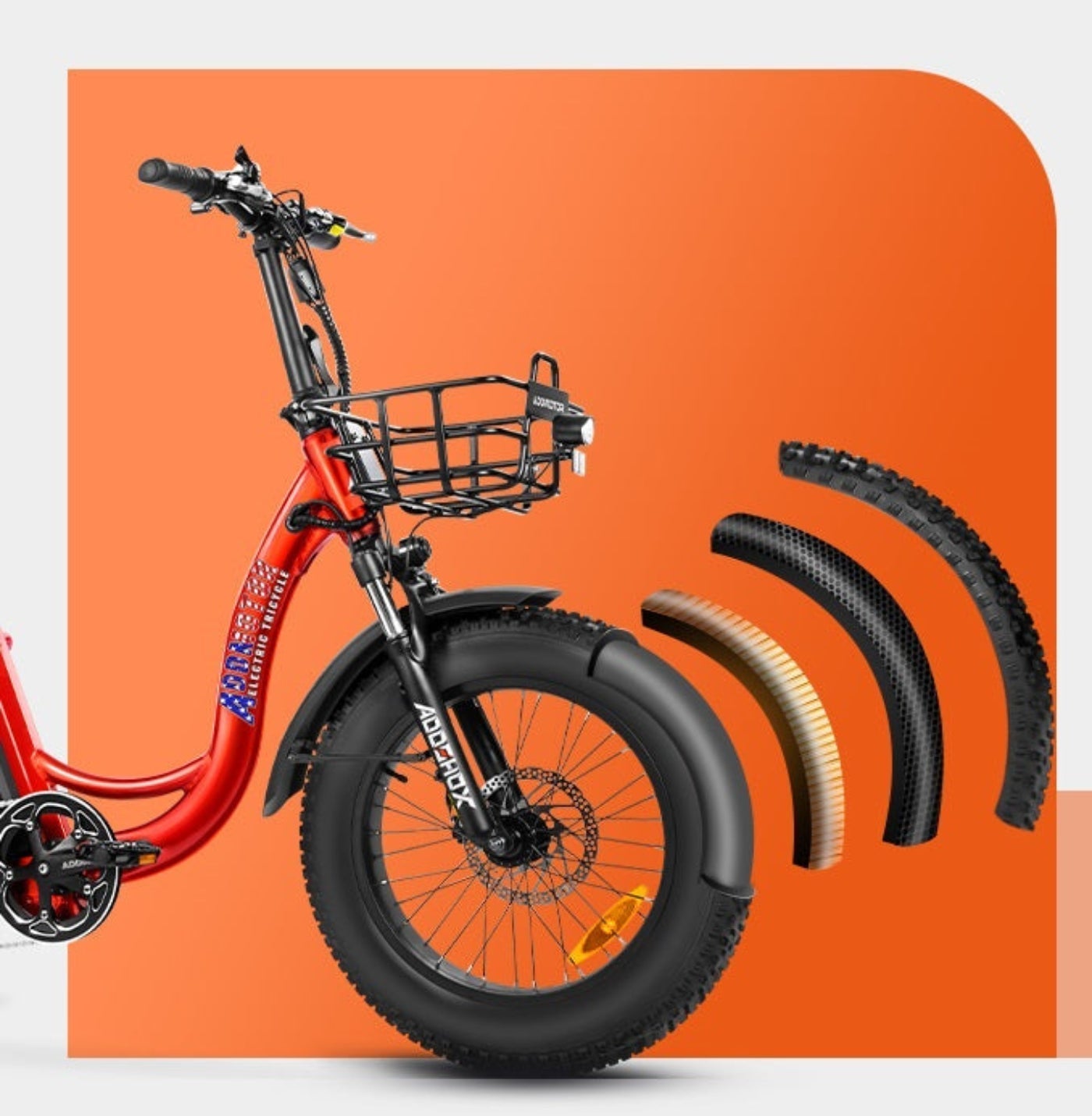 Addmotor 750W 48V Triketan II M-330 Mini Trike Fat Tire Step-Thru Electric Bike - EB-ADD-TT2-M-RED