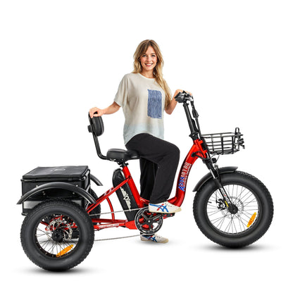 Addmotor 750W 48V Triketan II M-330 Mini Trike Fat Tire Step-Thru Electric Bike - EB-ADD-TT2-M-RED