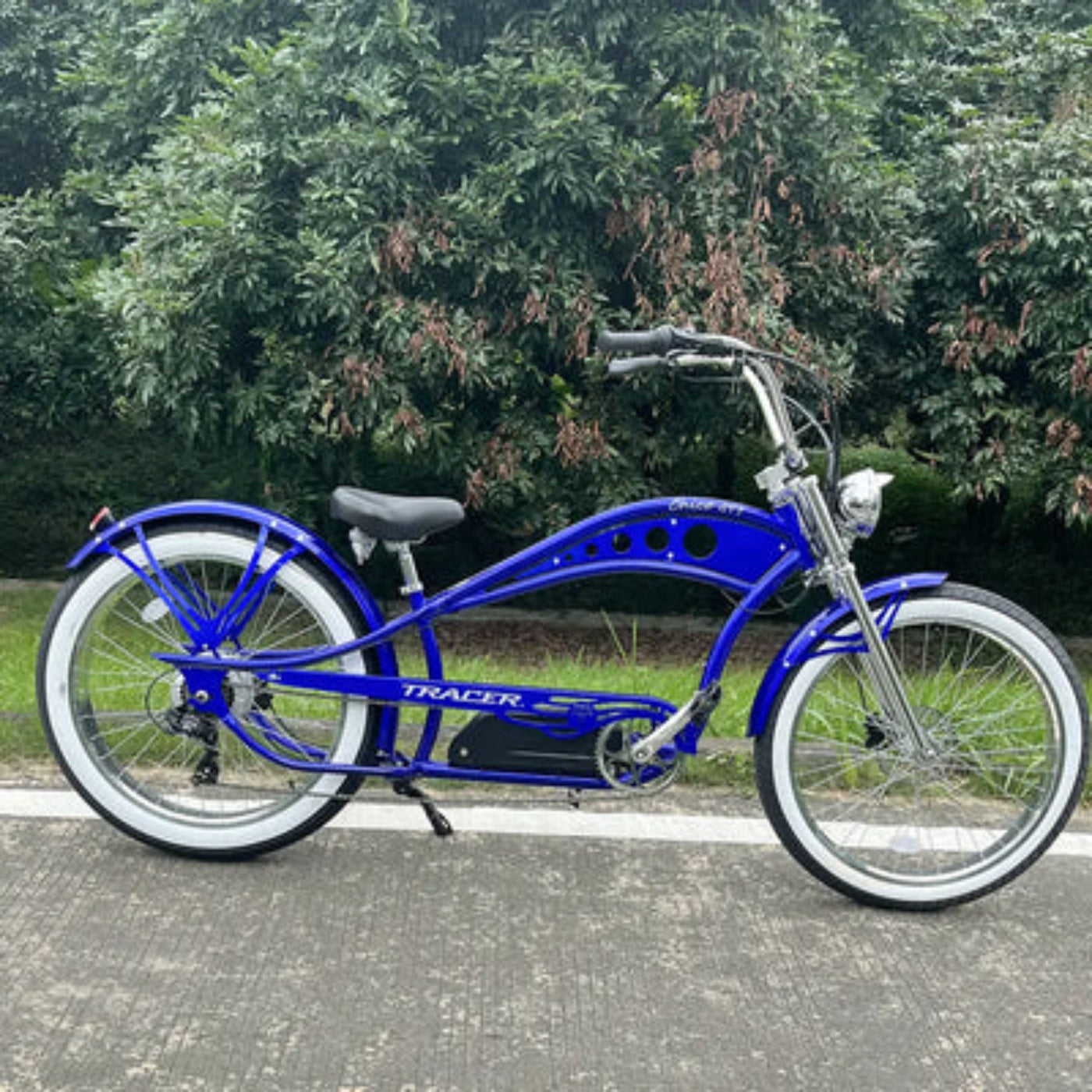Tracer 750W 48V Chico GT7 Chopper Stretch Cruiser Fat Tire Electric Bike - EB-TC-CHICO-MBK