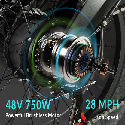 Tracer 750W 20" Kama 1.0 Folding Fat Tire Electric Bike - MB-EB-KAMA-MBK