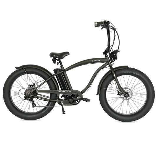 Tracer 800W 26" Loiter Cruiser Fat Tire Electric Bike - MB-EB-LOITER-M-BK/BK