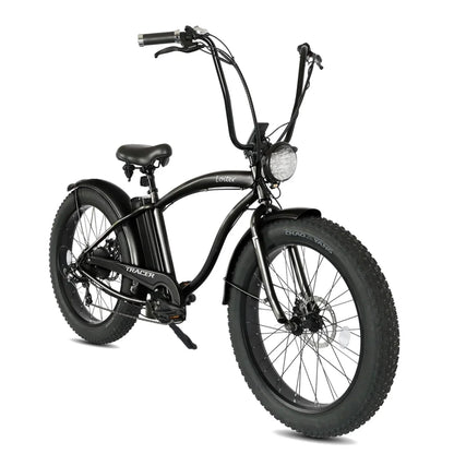 Tracer 800W 26" Loiter Cruiser Fat Tire Electric Bike - MB-EB-LOITER-M-BK/BK