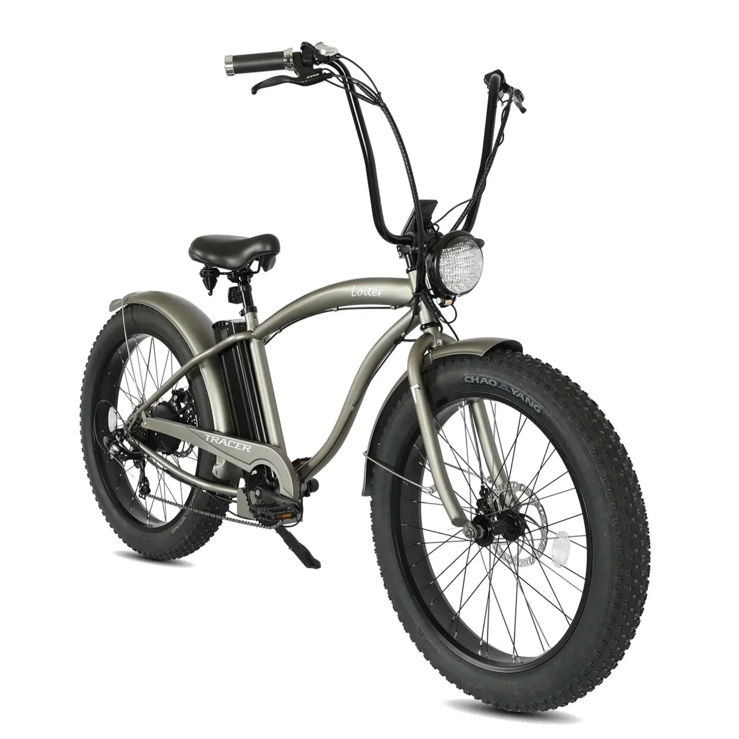 Tracer 800W 26" Loiter Cruiser Fat Tire Electric Bike - MB-EB-LOITER-M-BK/BK