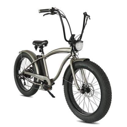 Tracer 800W 26" Loiter Cruiser Fat Tire Electric Bike - MB-EB-LOITER-M-BK/BK