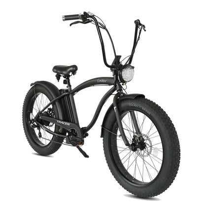 Tracer 800W 26" Loiter Cruiser Fat Tire Electric Bike - MB-EB-LOITER-M-BK/BK