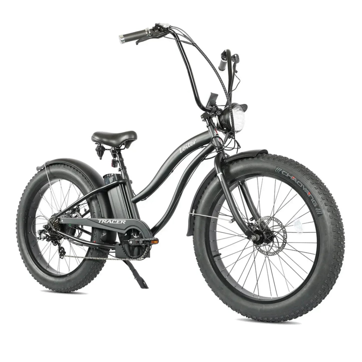 Tracer 800W 26" Loiter Cruiser Fat Tire Electric Bike - MB-EB-LOITER-M-BK/BK