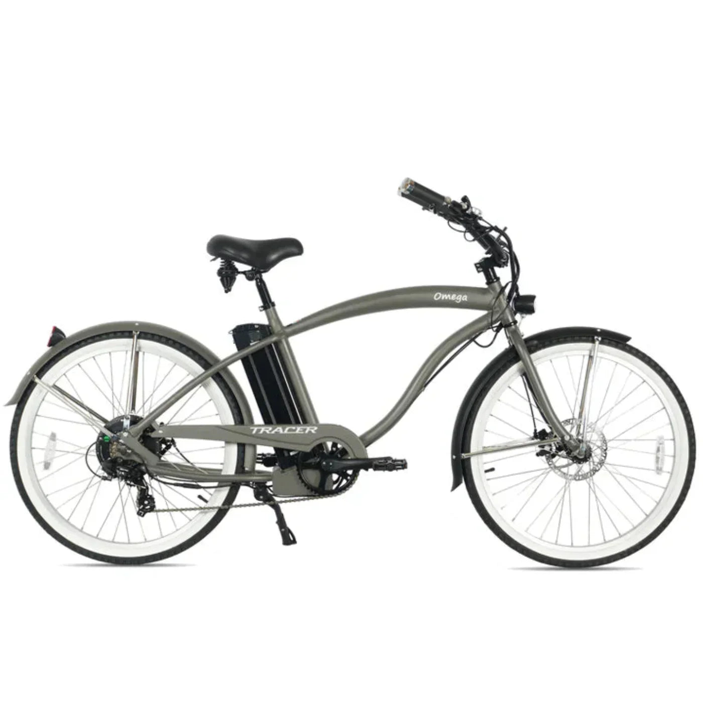 Tracer 500W 26" Omega Men's Beach Cruiser Electric Bike - MB-EB-OMEGA-M-MBK/ BK