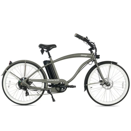 Tracer 500W 26" Omega Men's Beach Cruiser Electric Bike - MB-EB-OMEGA-M-MBK/ BK