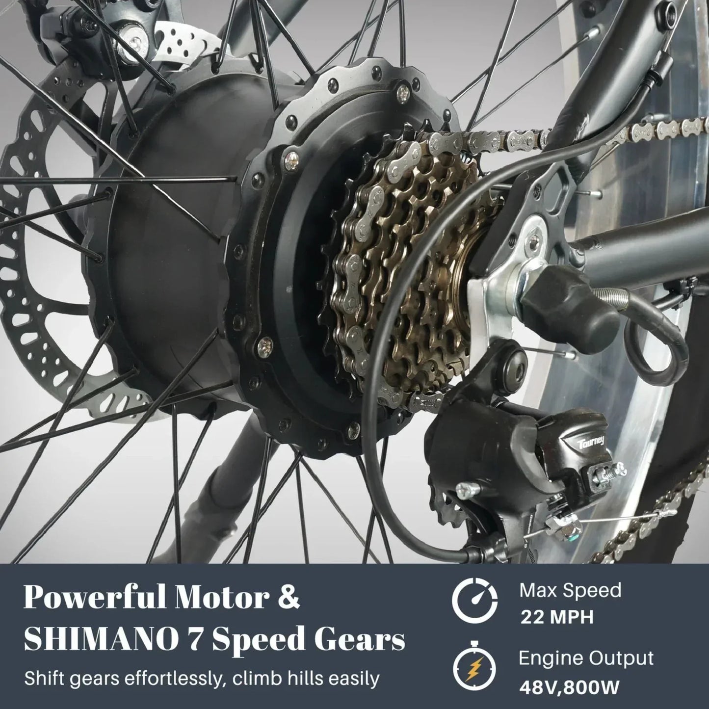 Tracer 800W 26" Tacoma Fat Tire Electric Bike - MB-EB-TACOMA-BK/PLS