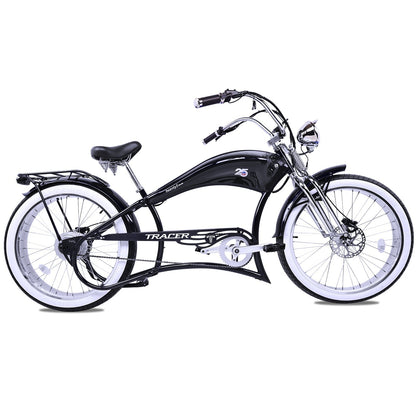 Tracer 800W Twenty5 Chopper Stretch Cruiser Electric Bike - MB-EB-T5-800-DS-BLK