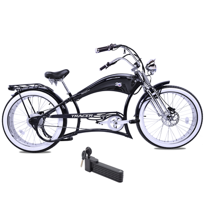 Tracer 800W Twenty5 Chopper Stretch Cruiser Electric Bike - MB-EB-T5-800-DS-BLK